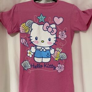 Hello Kitty Pink Short Sleeve Tee with Beachy Design